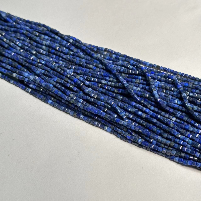 Mărgele DIY din Lapis Lazuli, tăiate pătrățos – lucioase, modele variate, stil modern