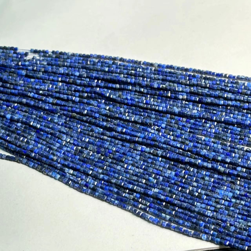 Mărgele DIY din Lapis Lazuli, tăiate pătrățos – lucioase, modele variate, stil modern