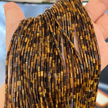 Tigrisz szem kő gyöngyök, barokk stílus, cső gyöngyök, Totem minta, polírozott