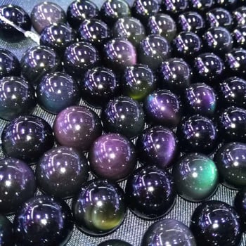 Obszidián szemgyöngyök gyöngyház hatású kezeléssel, DIY ékszer alkatrészek, félkész