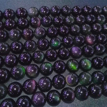 Obszidián szemgyöngyök gyöngyház hatású kezeléssel, DIY ékszer alkatrészek, félkész