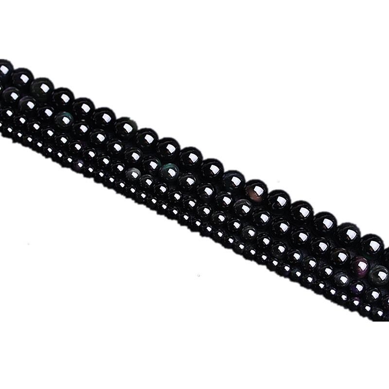 Obszidián szemgyöngyök gyöngyház hatású kezeléssel, DIY ékszer alkatrészek, félkész