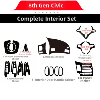 Sisemine kleebis süsinikkiust välimusega Civic 2006-2011 (8. põlvkond) keskne konsool – materjal: paber