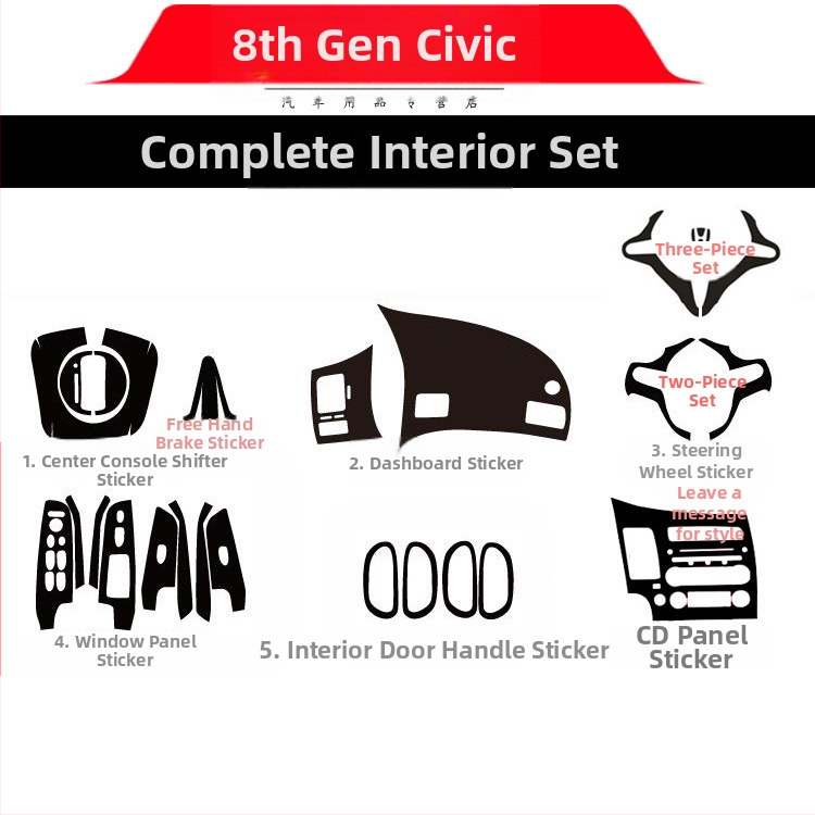 Sisemine kleebis süsinikkiust välimusega Civic 2006-2011 (8. põlvkond) keskne konsool – materjal: paber