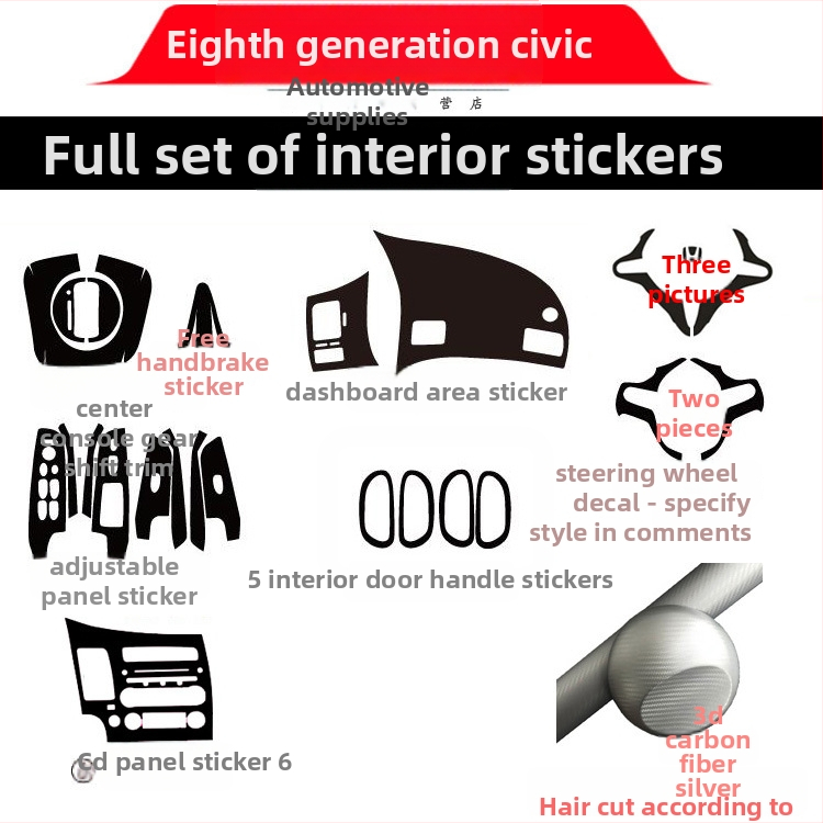 Sisemine kleebis süsinikkiust välimusega Civic 2006-2011 (8. põlvkond) keskne konsool – materjal: paber