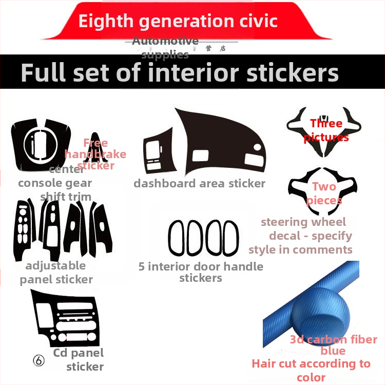 Sisemine kleebis süsinikkiust välimusega Civic 2006-2011 (8. põlvkond) keskne konsool – materjal: paber