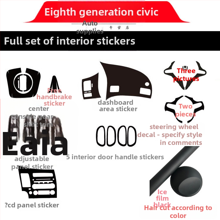 Sisemine kleebis süsinikkiust välimusega Civic 2006-2011 (8. põlvkond) keskne konsool – materjal: paber