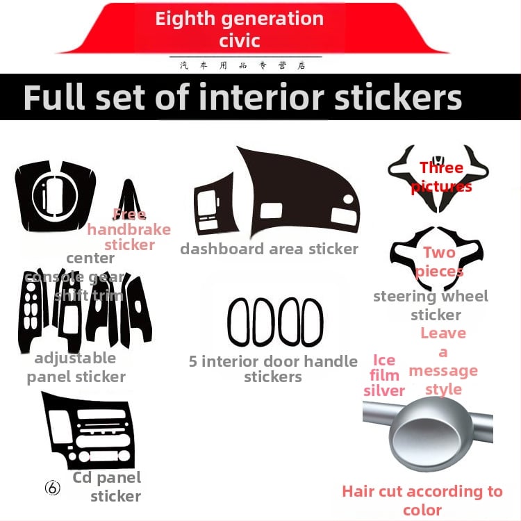 Sisemine kleebis süsinikkiust välimusega Civic 2006-2011 (8. põlvkond) keskne konsool – materjal: paber