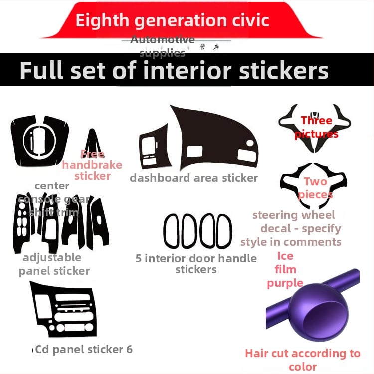 Sisemine kleebis süsinikkiust välimusega Civic 2006-2011 (8. põlvkond) keskne konsool – materjal: paber