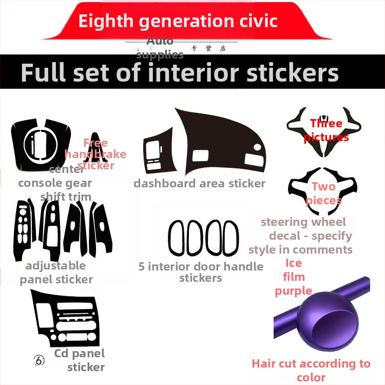 Sisemine kleebis süsinikkiust välimusega Civic 2006-2011 (8. põlvkond) keskne konsool – materjal: paber