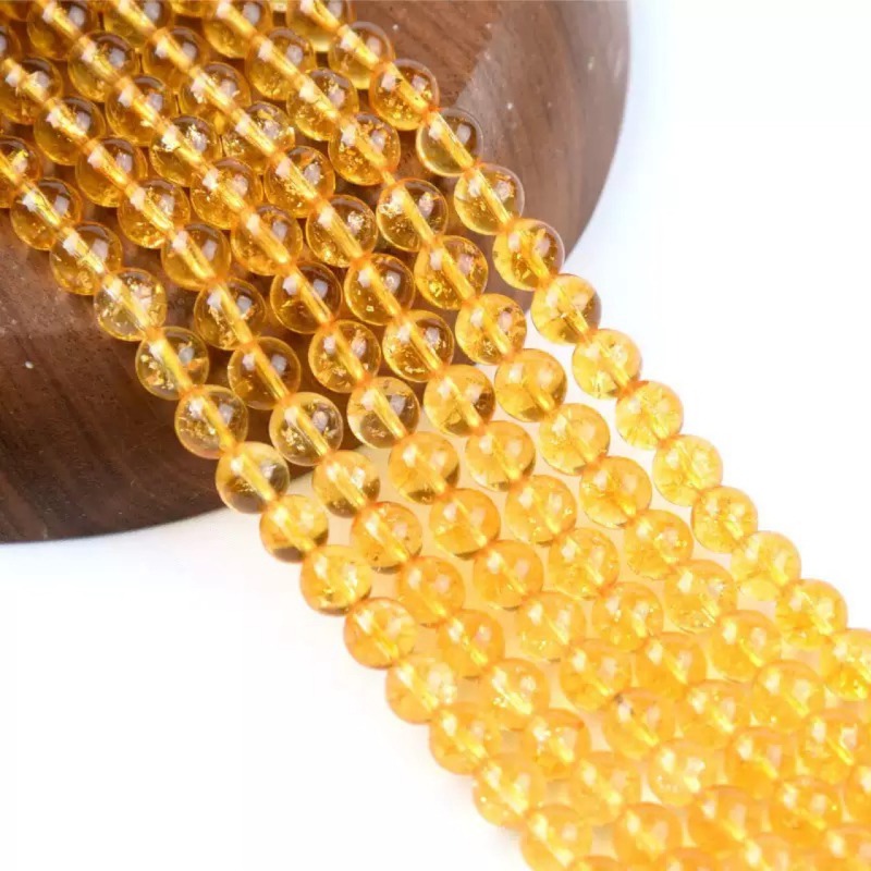 Prirodne kristalne perle citrina, okrugle perle, poluproizvodi za DIY nakit