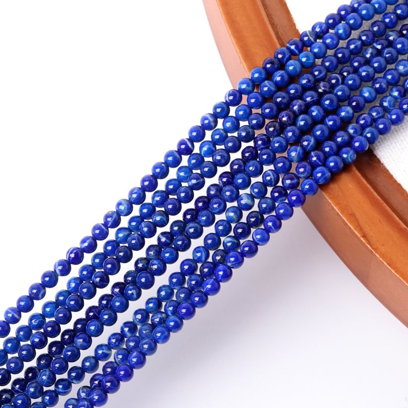 Лазурит мъниста, полирани, кръгли, бижутерийни компоненти