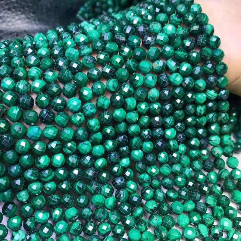 Mingdu Crystal prirodni malahit, facettirane slobodne perle za DIY, 6 mm, barokni stil, poluproizvod