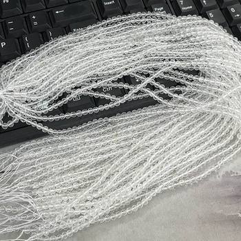 Prirodni bijeli kristal facettirane perle, 4 mm, labave perle za DIY narukvice i ogrlice, Donghai bijeli kristal