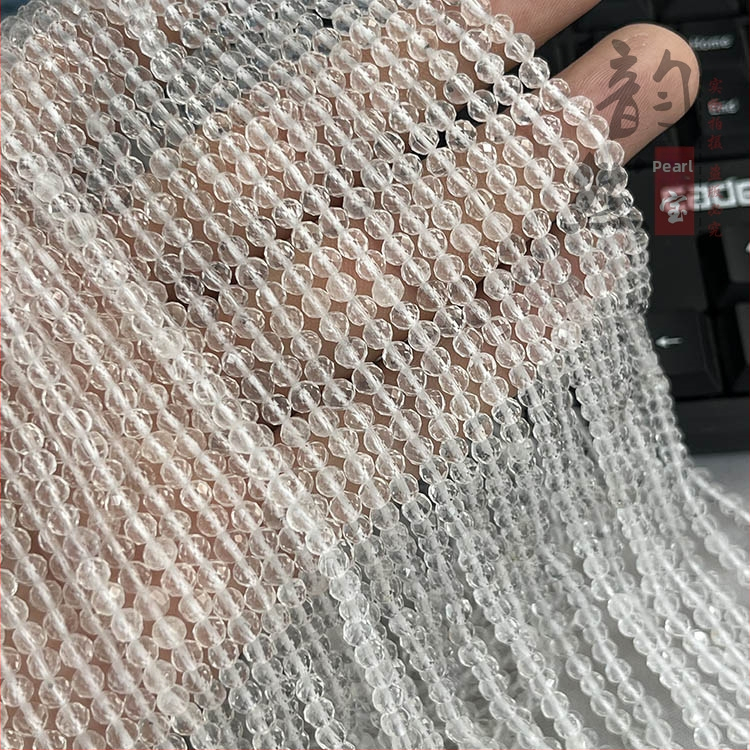 Prirodni bijeli kristal facettirane perle, 4 mm, labave perle za DIY narukvice i ogrlice, Donghai bijeli kristal