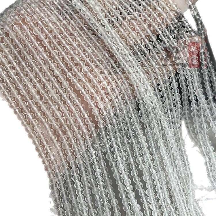 Prirodni bijeli kristal facettirane perle, 4 mm, labave perle za DIY narukvice i ogrlice, Donghai bijeli kristal