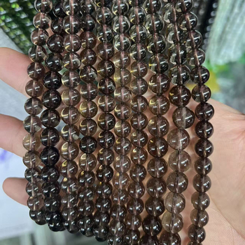 Kiegészítők - Füstös kvarc, szórt gyöngyök, csiszolás-polírozás, nemes mintázat, könnyű luxus stílus