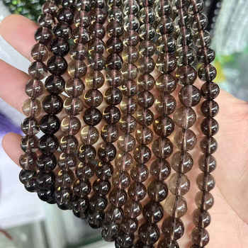 Kiegészítők - Füstös kvarc, szórt gyöngyök, csiszolás-polírozás, nemes mintázat, könnyű luxus stílus