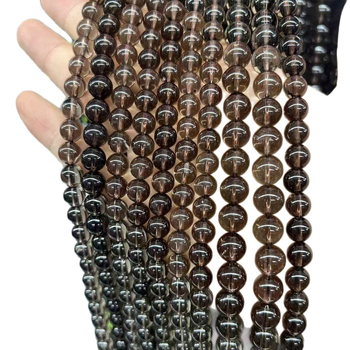 Kiegészítők - Füstös kvarc, szórt gyöngyök, csiszolás-polírozás, nemes mintázat, könnyű luxus stílus