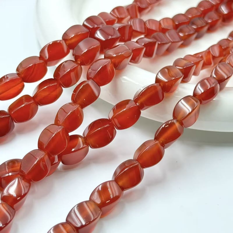Prirodno crvene agat-chalcedon uvijene perle, nepravilni poluproizvodi za DIY narukvicu i ogrlicu, Barokni stil