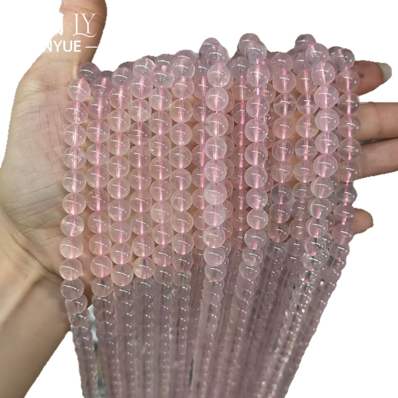 Prirodne ružičaste kristalne okrugle perle, 6 mm, slobodne perle za DIY nakit – narukvice i ogrlice