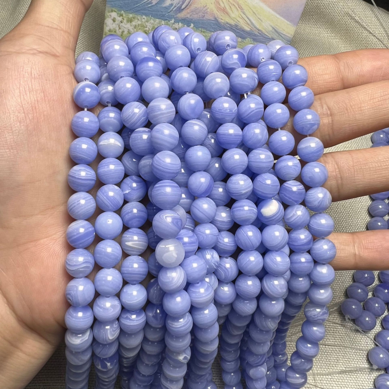 Sintetičke ljubičaste ahat kuglice – kružne i s linijama, slobodne perle za DIY nakit, komponente za narukvicu