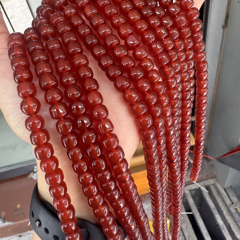 Мъниста от агат – кръгли, стар тип, за DIY бижута, полирани, тегло 40–60 g