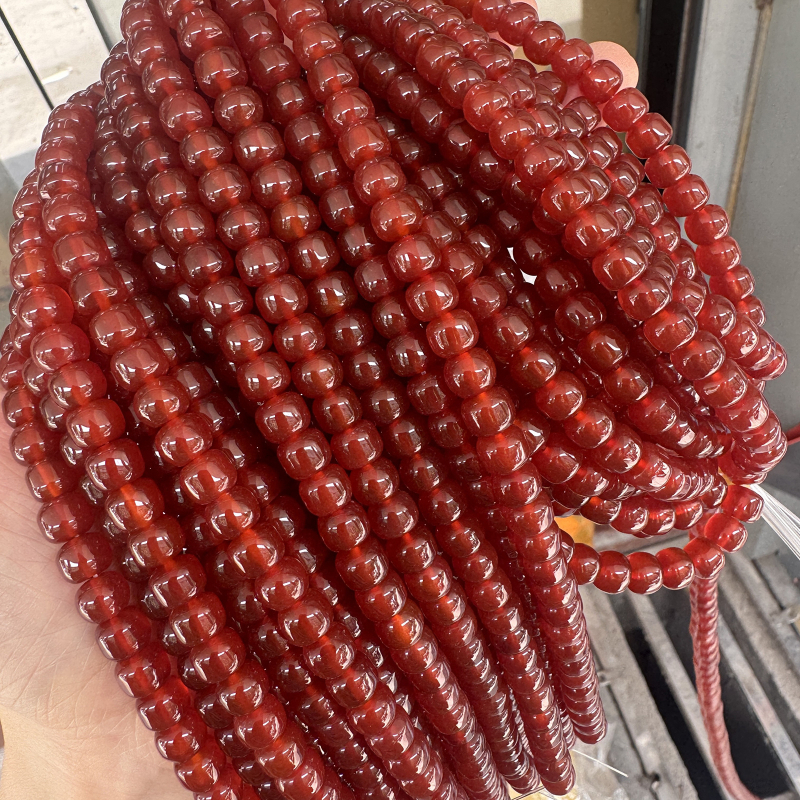 Мъниста от агат – кръгли, стар тип, за DIY бижута, полирани, тегло 40–60 g