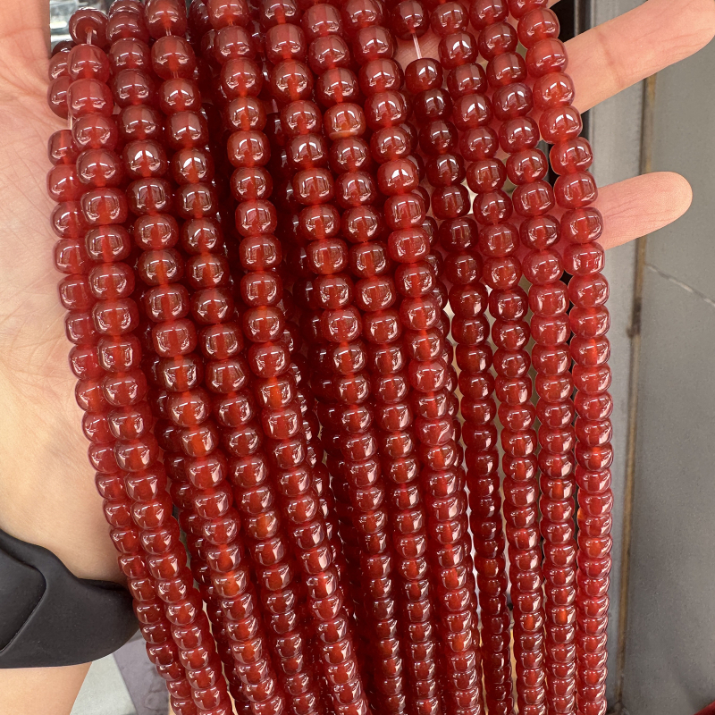 Мъниста от агат – кръгли, стар тип, за DIY бижута, полирани, тегло 40–60 g