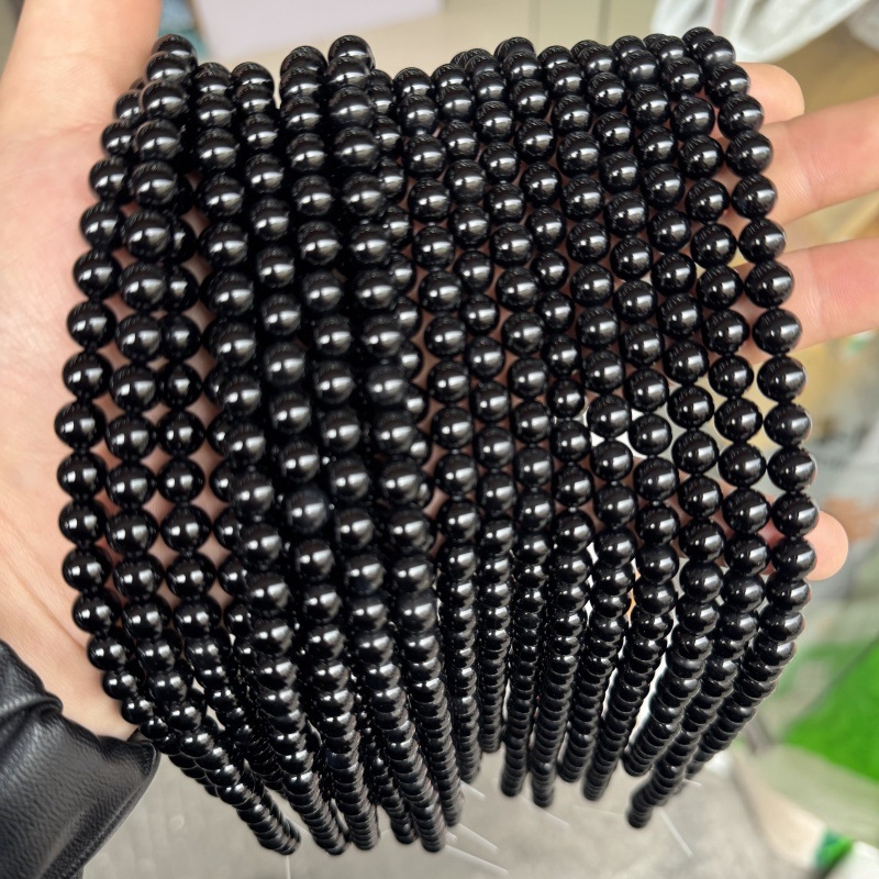 Prirodne crne agatne okrugle perle, 8 mm, za DIY nakit, poluproizvodi