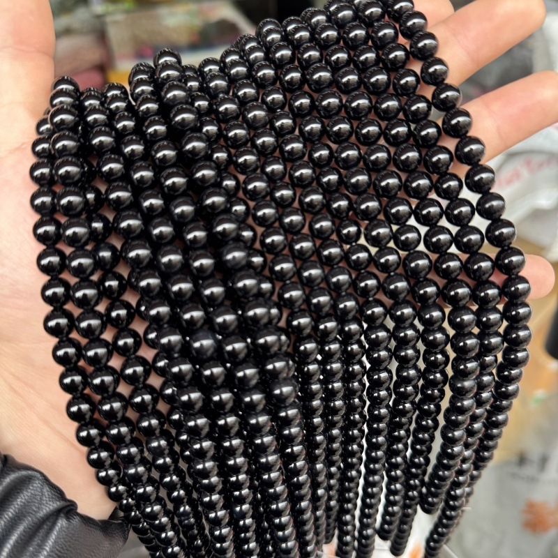 Prirodne crne agatne okrugle perle, 8 mm, za DIY nakit, poluproizvodi