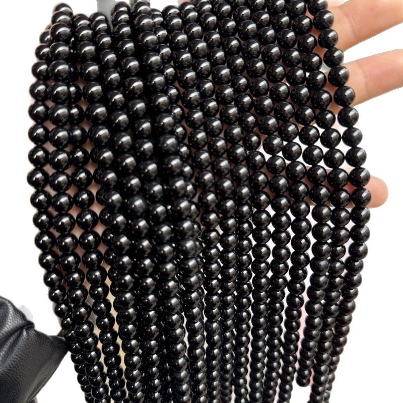 Prirodne crne agatne okrugle perle, 8 mm, za DIY nakit, poluproizvodi