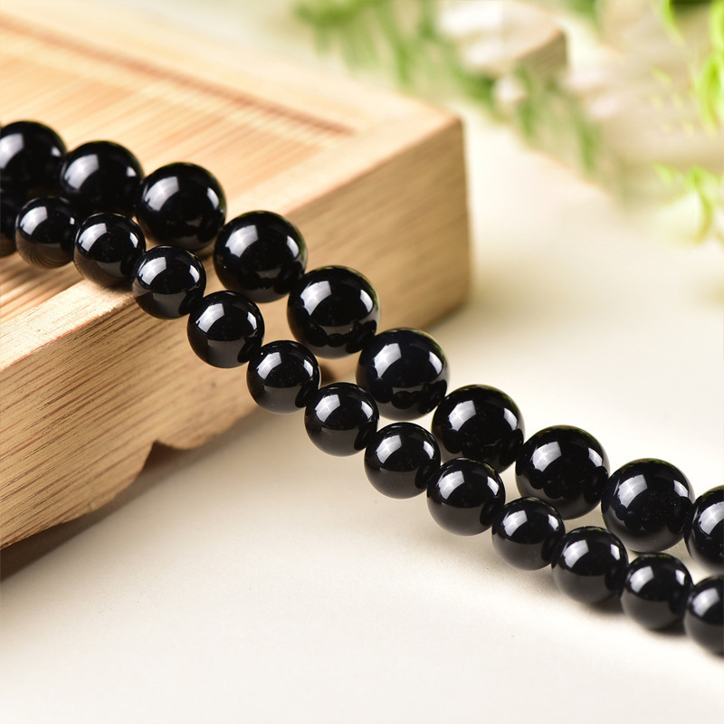 Prirodne crne ahat kuglice, 8 mm – polugotove okrugle perle za DIY narukvice i izradu nakita