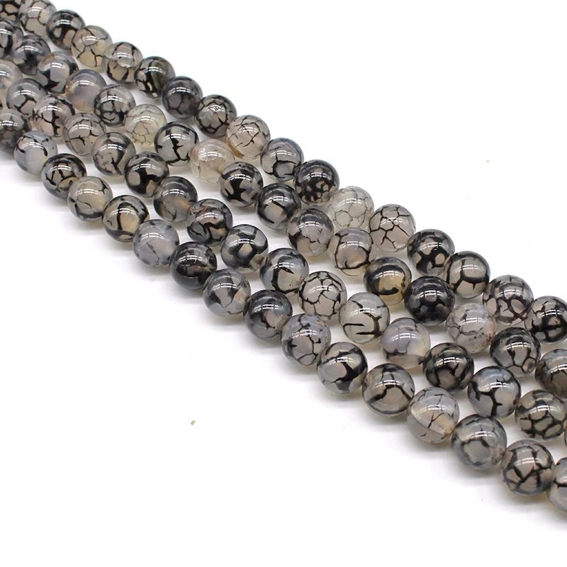 Golyók – Sárkány ere agat gyöngyök, magas minőségű kerek gyöngyök; Anyag: Achát; Feldolgozás: vágás, csiszolás, polírozás; Márka: Feather Jewelry