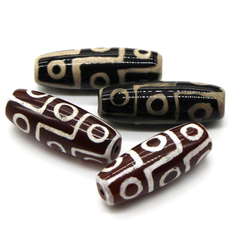 Mărgele baril din agat cu nouă ochi, pandantiv DIY pentru colier, lustruite, model QT