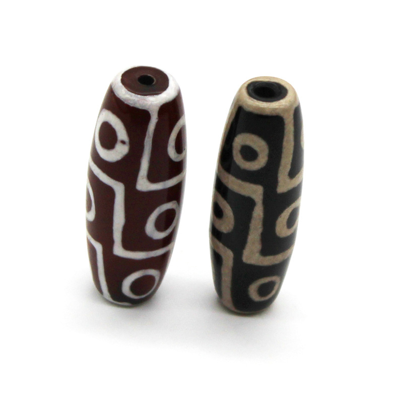 Mărgele baril din agat cu nouă ochi, pandantiv DIY pentru colier, lustruite, model QT