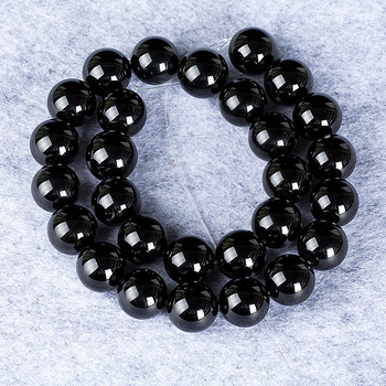 Természetes 7A fekete achát szabad gyöngyök DIY ékszerekhez – félkész, kör alakú, fényes (Ősz 2021)