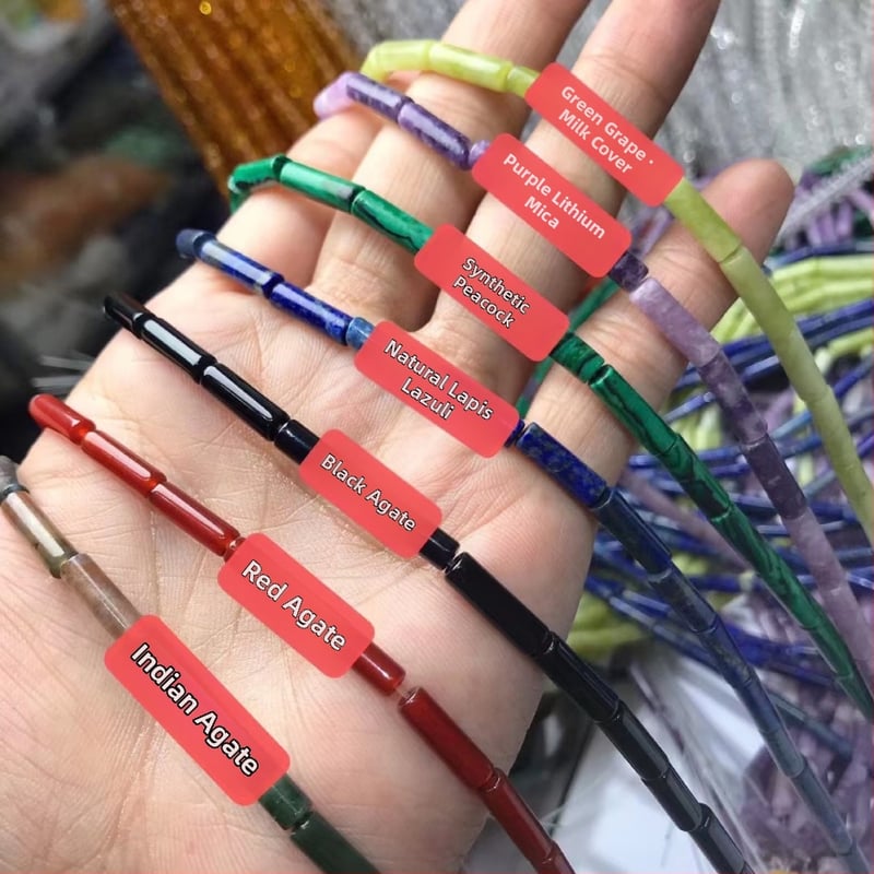 4x13mm prirodne lazurit, ahat i lepidolit cilindrične cijevne perle – poluproizvodi za DIY nakit