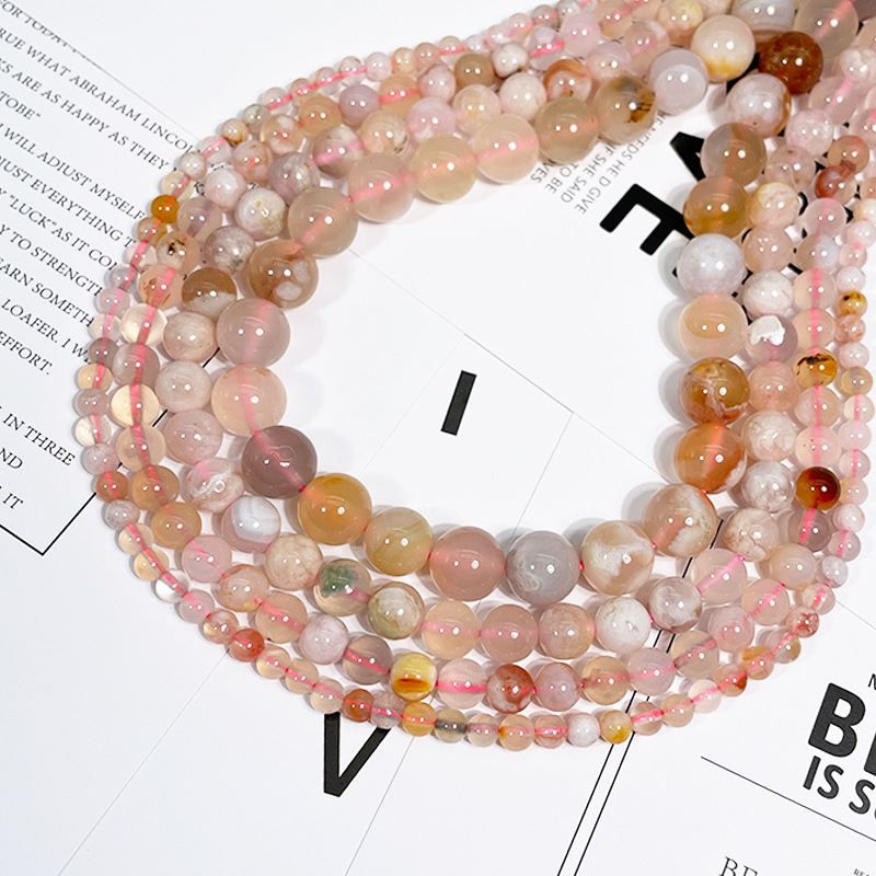 Mărgele libere din agat de cireș, rotunde, lustruite