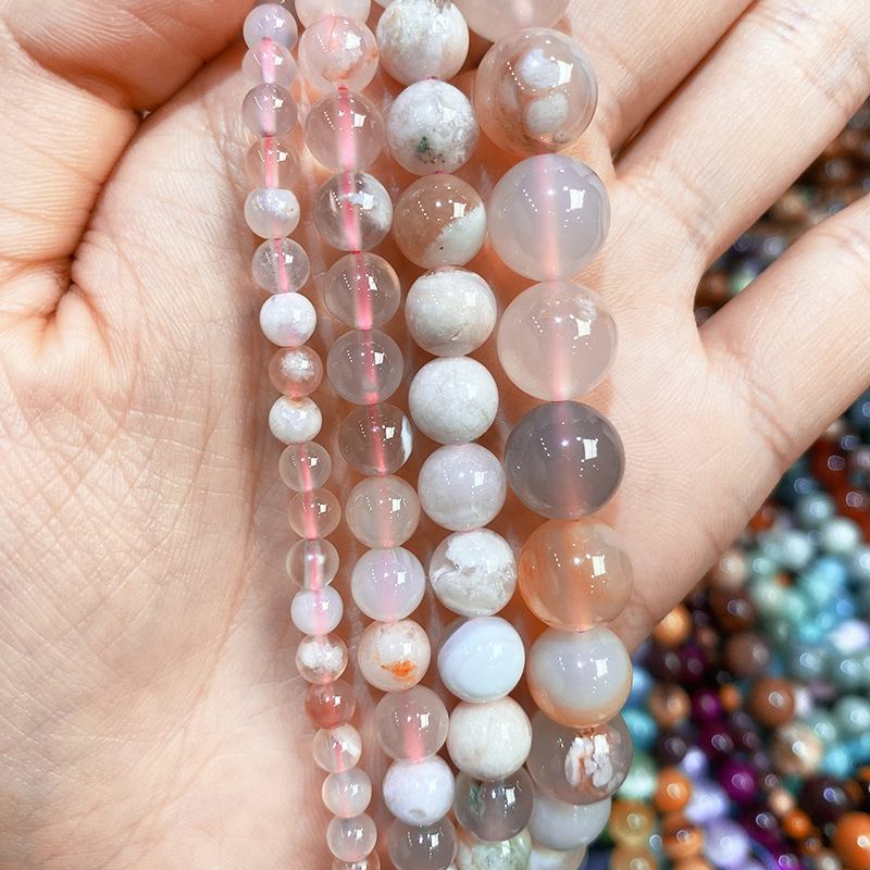 Mărgele libere din agat de cireș, rotunde, lustruite