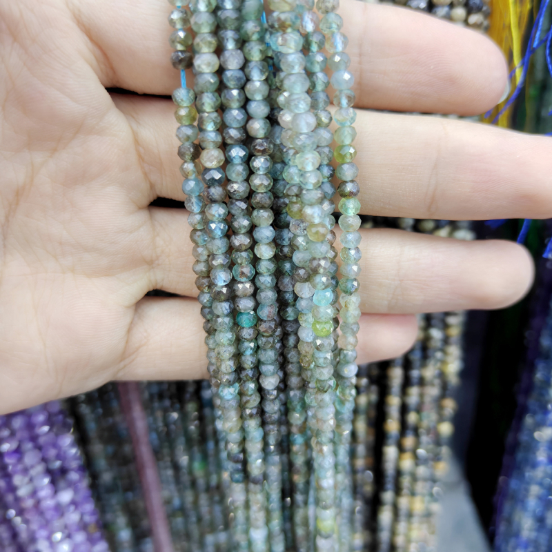 Margele Abacus din agat Water Grass, facetate - mărgele rotunde pentru bijuterii DIY, piatră, frezare și lustruire, șir neterminat