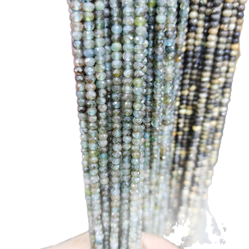 Margele Abacus din agat Water Grass, facetate - mărgele rotunde pentru bijuterii DIY, piatră, frezare și lustruire, șir neterminat