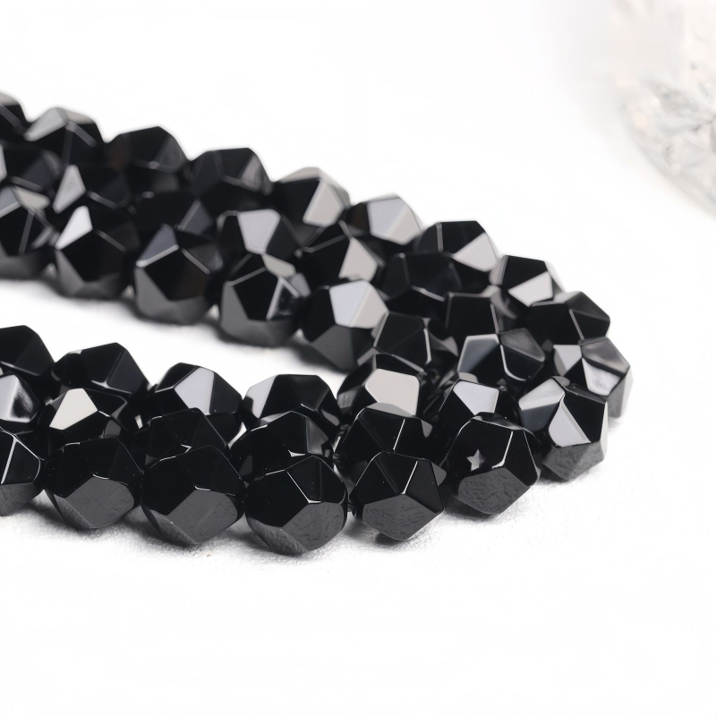 Crne agatne facetirane perle, 10 mm, slobodne perle za DIY nakit, visokokvalitetne
