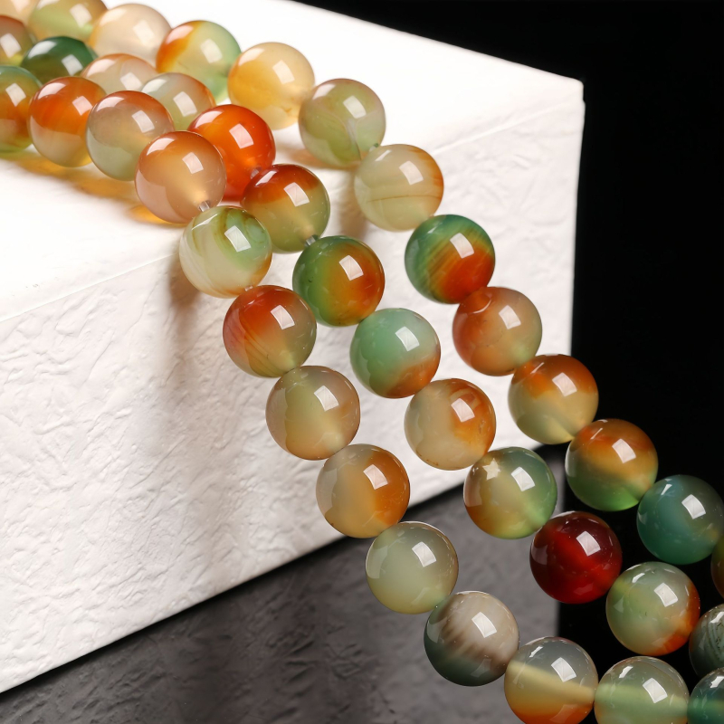 agat gyöngyök ékszerekhez, csiszolt és polírozott, magas minőségű, kör alakú