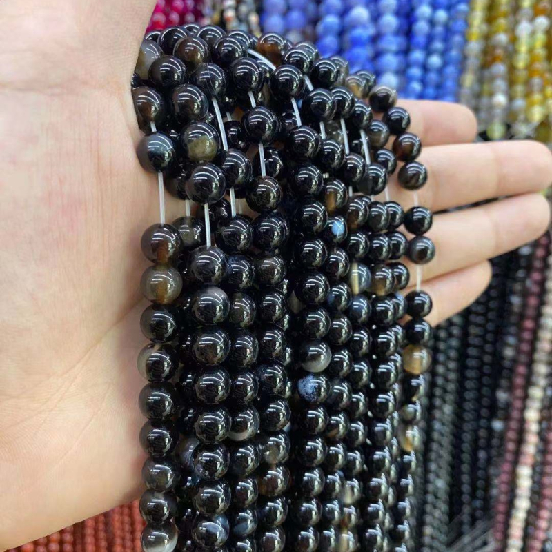 Mărgele din agată, lucioase, rotunde pentru bijuterii DIY — Material: agat; Procesare: lustruire; Stil: rotunde; Tip: mărgele libere