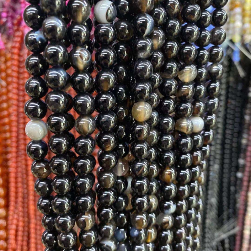 Mărgele din agată, lucioase, rotunde pentru bijuterii DIY — Material: agat; Procesare: lustruire; Stil: rotunde; Tip: mărgele libere