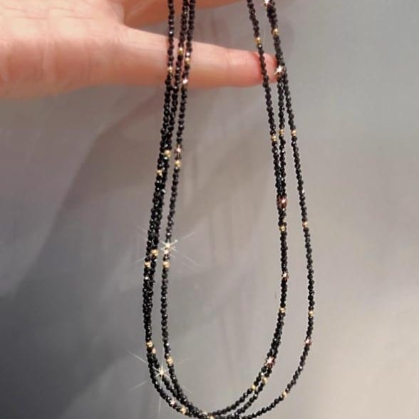 Xianlin réz kulcscsonti nyaklánc kristálybeültetéses medállal, gyöngyös lánccal, geometrikus dizájn