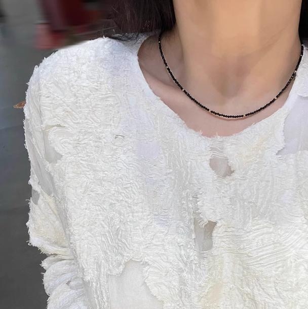 Xianlin réz kulcscsonti nyaklánc kristálybeültetéses medállal, gyöngyös lánccal, geometrikus dizájn