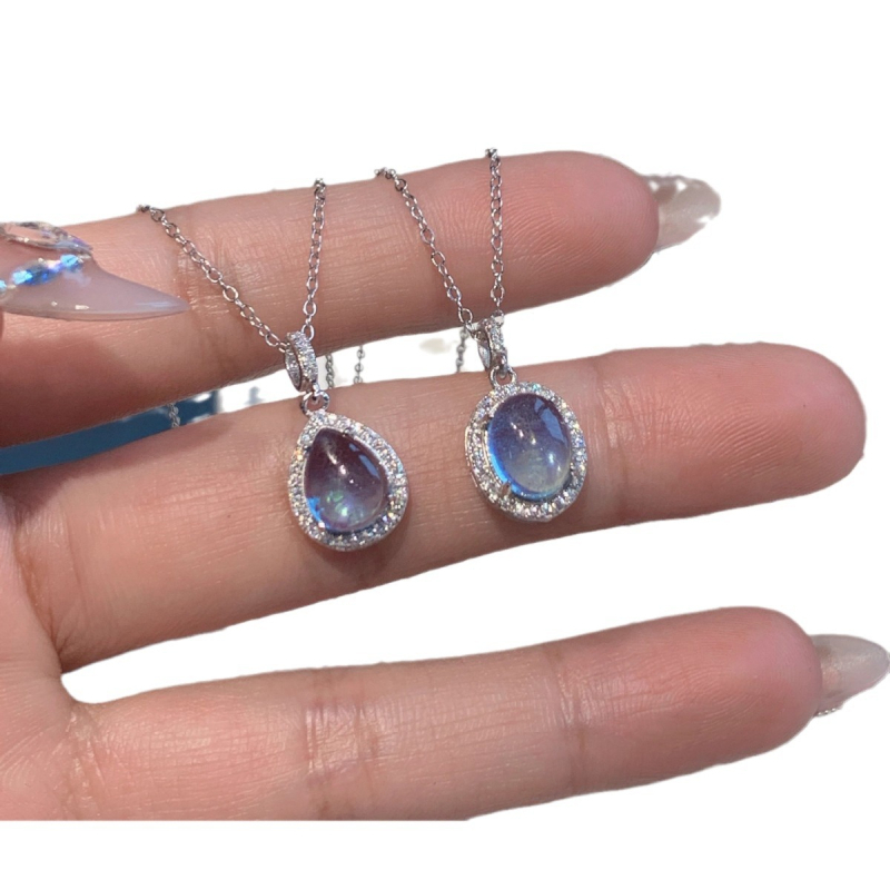 Nakit Mermaid Tears s prirodnim akvamarinom i srebrnim 925, plavi kapljasti privjesak, podesiva duljina 41–50 cm