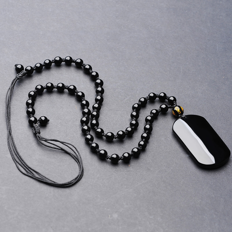 Pandantiv din obsidian de la Super God Jewelry - Stil național, Finisaj lustruit, Model 18328127424